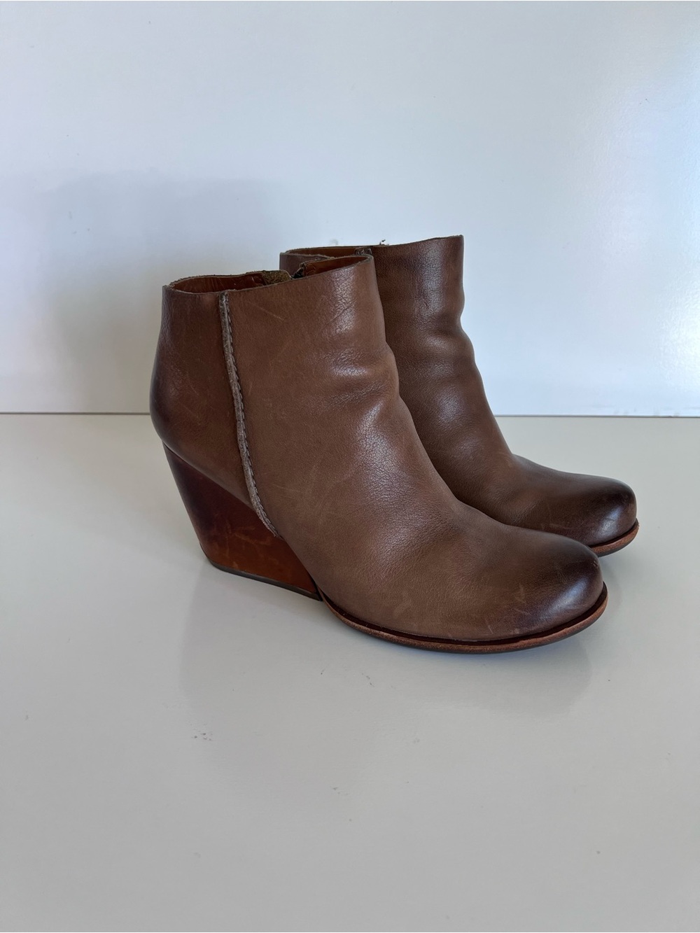 Kork-Ease Women's Natalya Wedge Bootie Leather Block Heel Cowgirl